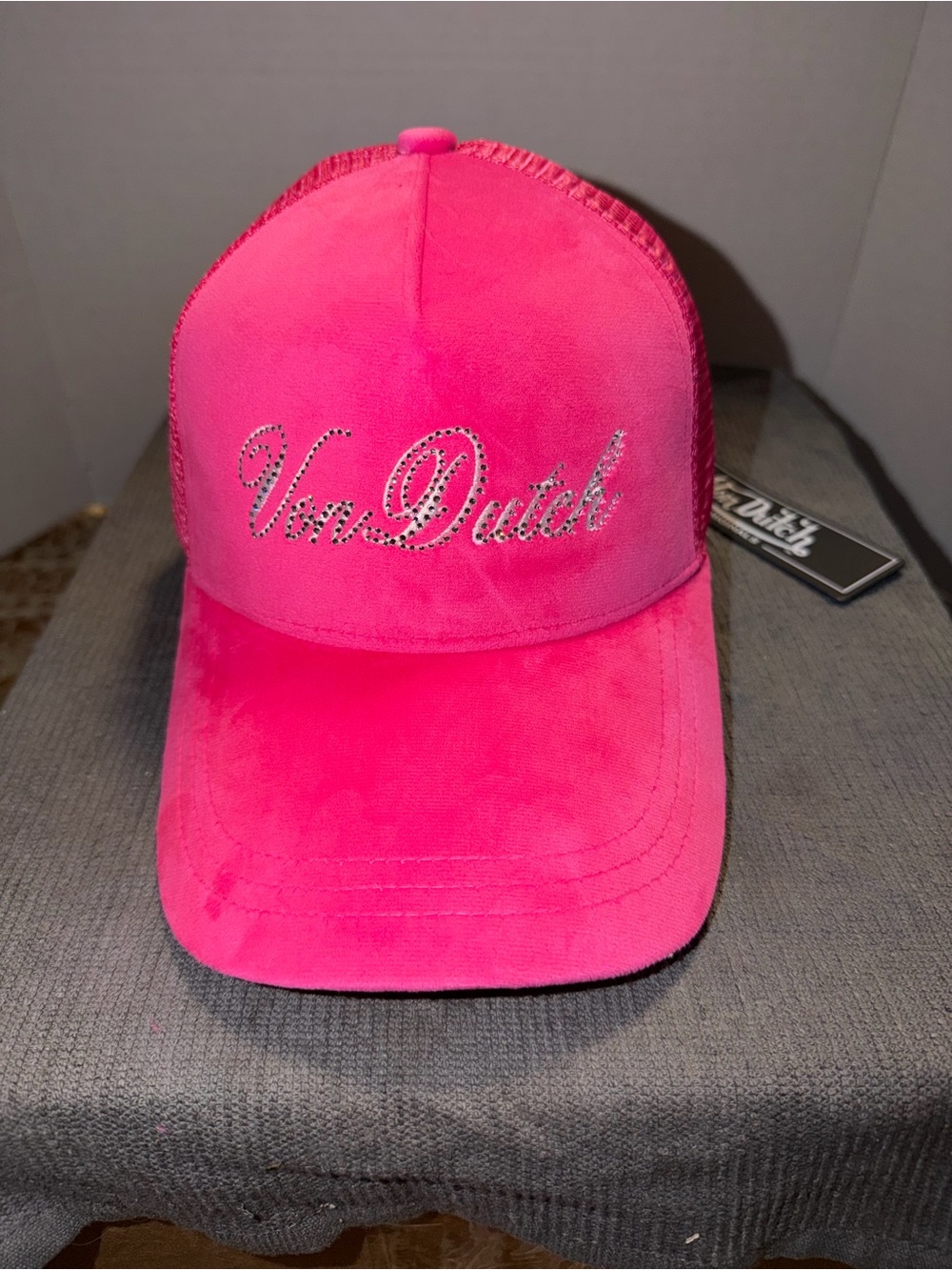 Von Dutch Rhinestone Pink Trucker Hat NWT